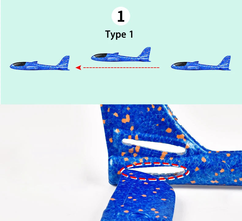 48cm Large EPP Foam Hand Throwing Aircraft Toys Gyratory Stunt Pressure Resistant Model Aircraft Outdoor For Boys Children Gift