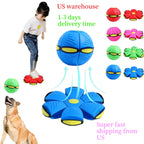 Magic UFO Flying Flat Disc Ball Toy with LED Light Outdoor Garden Sport Deformable Stress Relief Vent Ball for Kids Boys Girls