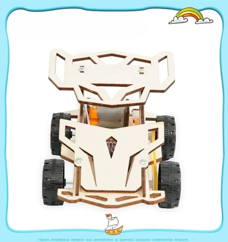 DIY Wooden Remote Control Car Wooden Four Wheel Drive Racing Assembling Science Experiment Kits KIDS STEM Educational Toy