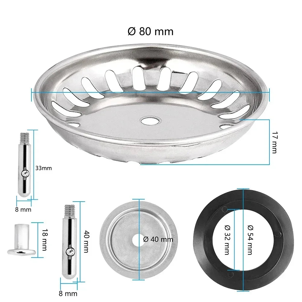 Kitchen Sink Strainer Stainless Steel 80/82/84 Mm Household Water Basin Sink Drainer Strainer Basket Waste Plug Stopper Filter