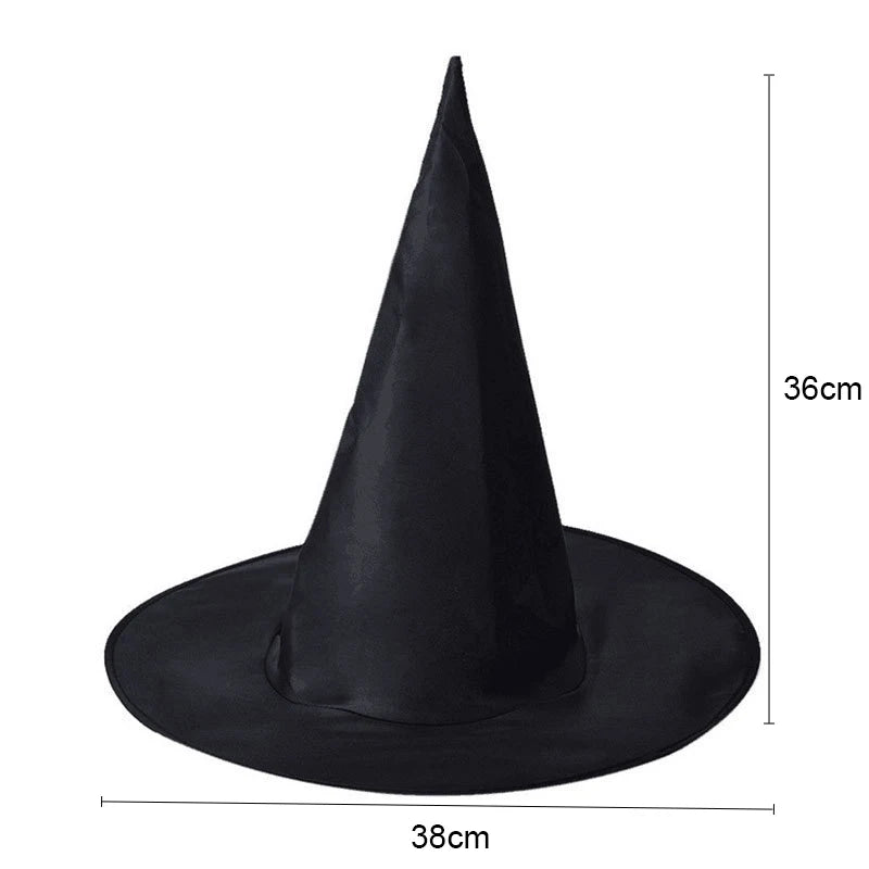 Halloween Witch Hat Black Folds Wizard Hats for Women Men Masquerade Party Carnival Costume Cosplay Props Halloween Decorations