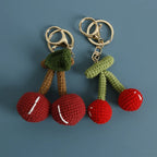 Cute Fruit Series Crochet Keychain Handmaking Knitted Strawberry Keyrings Cute Cherry Keyrings For Bag Pendant Custom Accessory