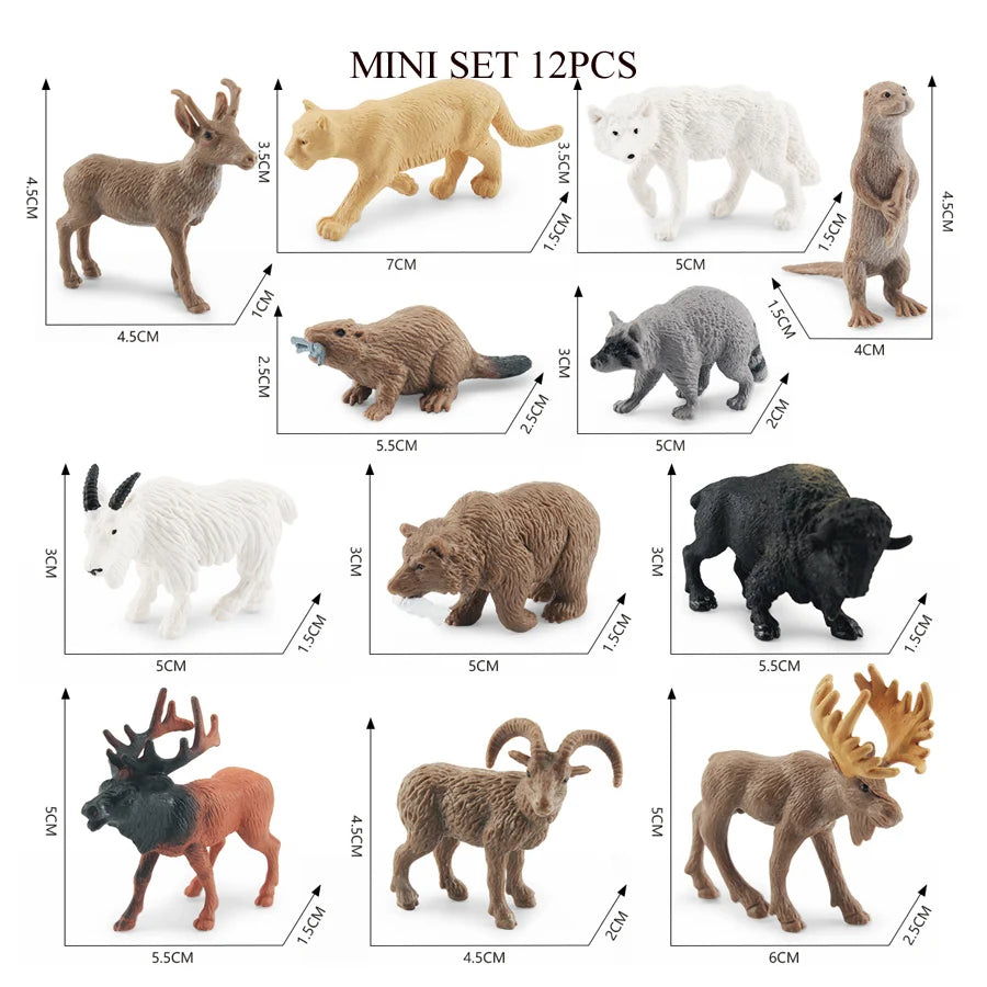 Simulation Mini  Farm Poultry Puppy Crocodile Pegasus Monkey Bird Wildlife Figurine Animal Model Sets Education Kid Toys