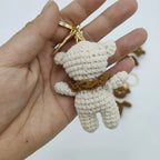 Cute Small Bear Couple Keychains Knitting Cartoon Bear Mini Animal Doll Keyrings Crochet Keychain Wholesale Custom Acceessories