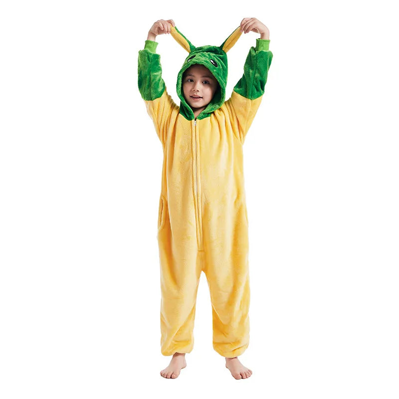 Cartoon Kigurumi For Children Kids' Animal Onesie Pyjamas Dog Wolf Dragon Dinosaur Halloween Carnival One-piece Costume Homewear
