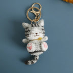 Handmaking Crochet Kitten Keyrings Cute Smiling Cat Doll Crochet Keychain Cartoon Kitten Series Knitting Doll Keychain Custom