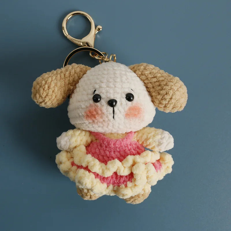 Cartoon Animal Doll Series Handmake Crochet Keychain Cute Sheep Doll Keyrings Crochet Puppy Keychains Gifts Custom Accessories