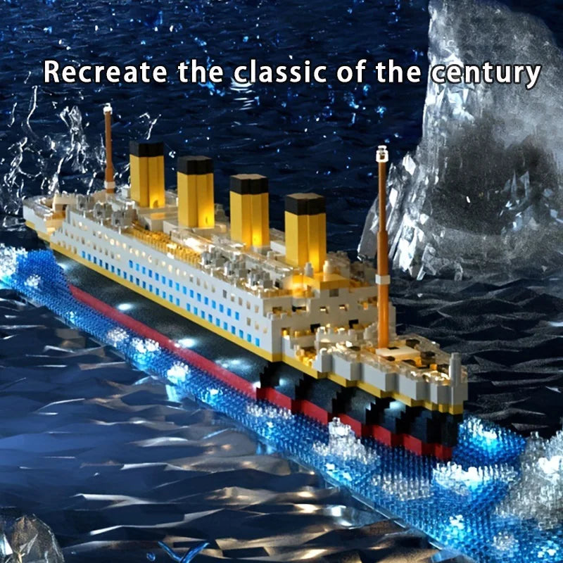 Micro particle building block assembly toy Titanic giant male and female puzzle cruise ship model children's toy