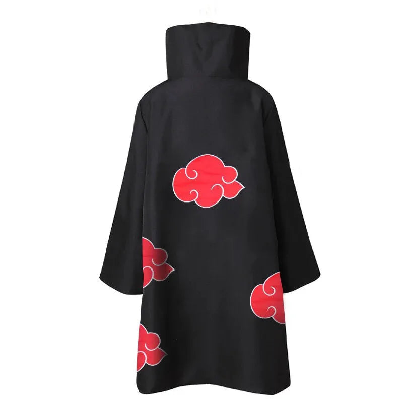 Anime Akatsuki Cosplay Costume Red Cloud Robe with Necklace Headband Ring Set for Role Play Child and Adult Game Costume