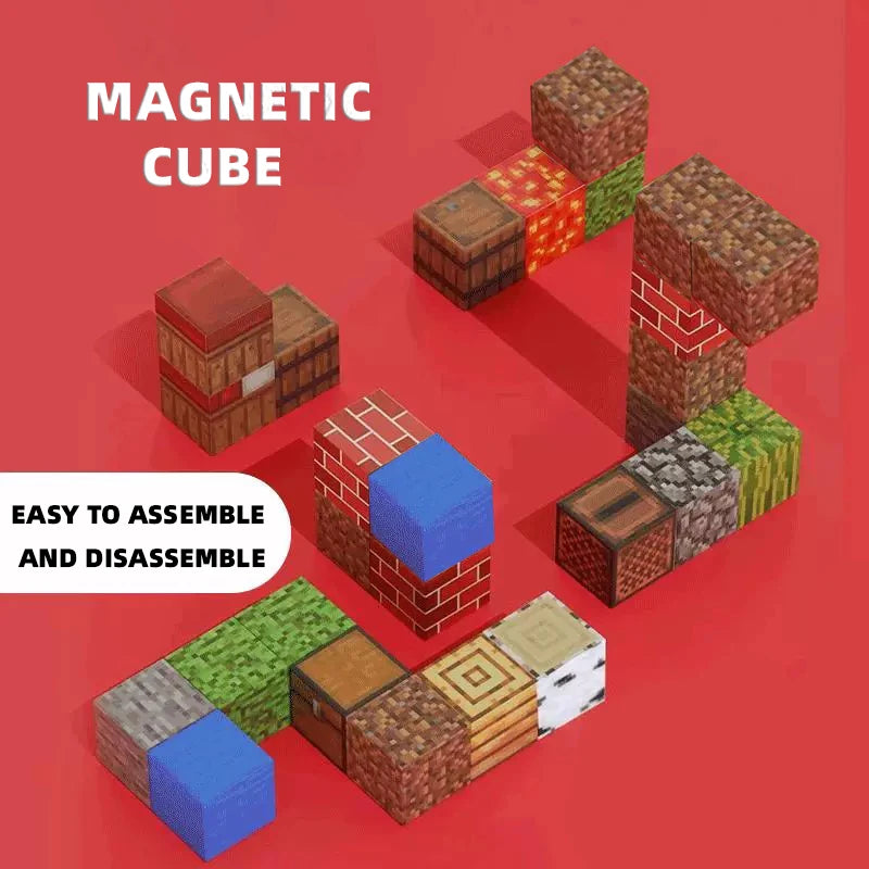 Magnetic building block toy storage box set Children's DIY assembly toys Table-top play blocks Christmas Thanksgiving Day gift