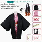 Anime Kimetsu No Yaiba Kamado Nezuko Cosplay Kostuum Kimono Demon Slayer Cosplay Pruiken Haren Halloween Carnaval Vrouwen Outfit