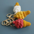 Handmaking Crochet Ice Cream Keyrings Wholesale Sweet Ice Cream Cone Series Crochet Keychain For Bag Pendant  Custom Accessories