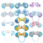 Frozen Elsa Mickey Mouse Ear Headband Sparkling Purple Bow Hair Hoops for Party Valentine Day Gift Holiday Hair Accessories