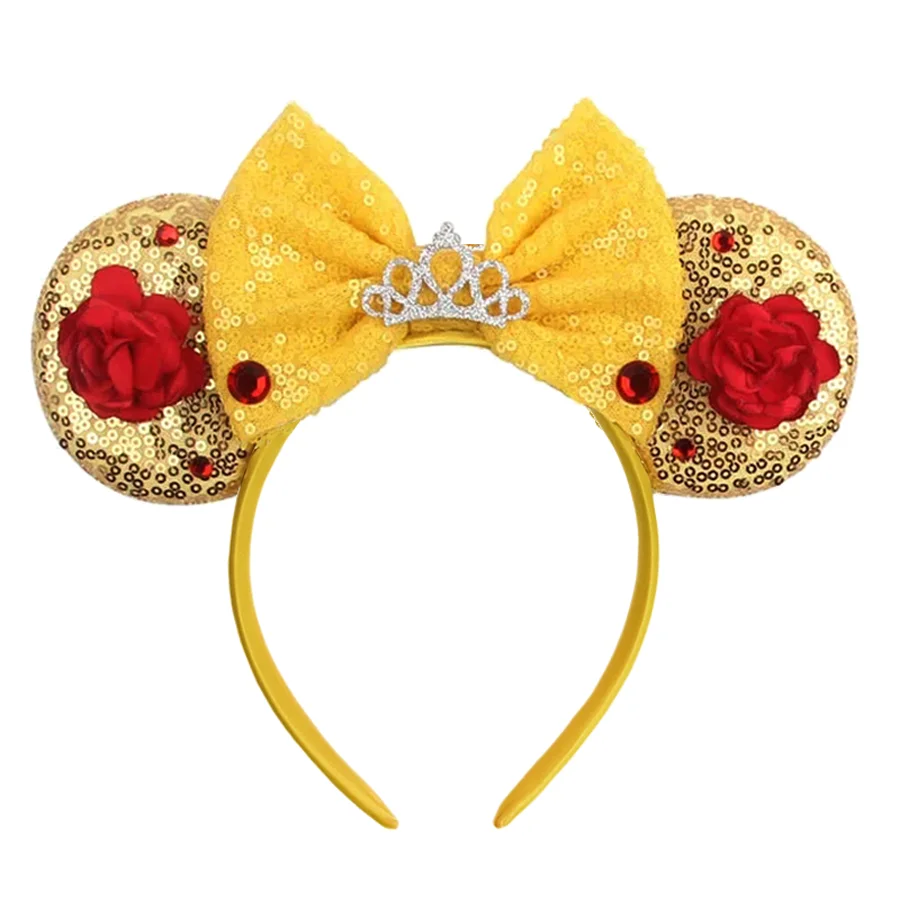 Mouse Ears Headband Cartoon Sequin Bows Headband Birthday Party Christmas Halloween Princess Cosplay Costume For Women Adult