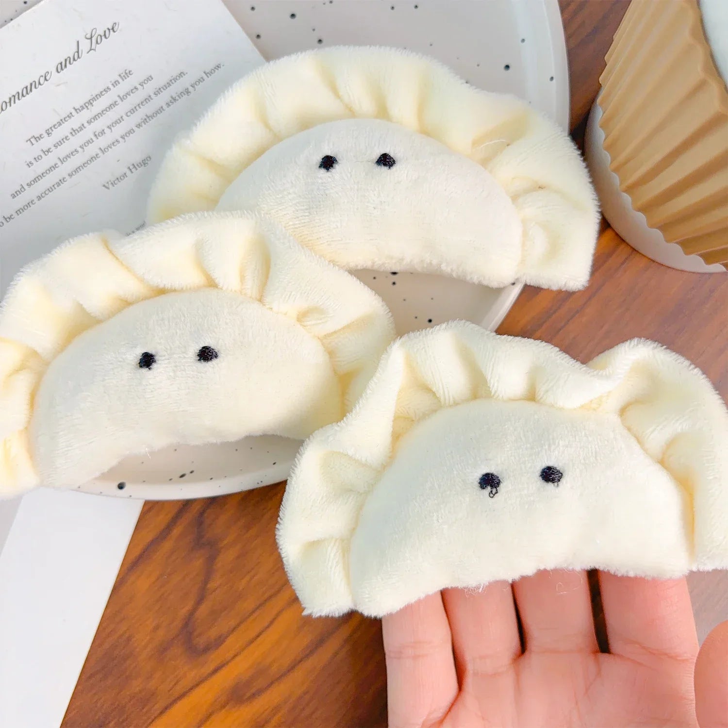 1/5pcs Soft Plush Dumpling Keychains Stuffed Cartoon Cute Creative Pendant Key Ring Food Bag Decorations Girls Backpack Charm