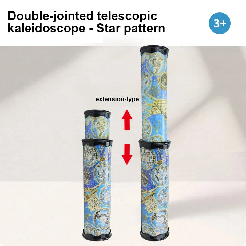 Classic colorful kaleidoscope with three-mirror design, retractable, timeless educational toy