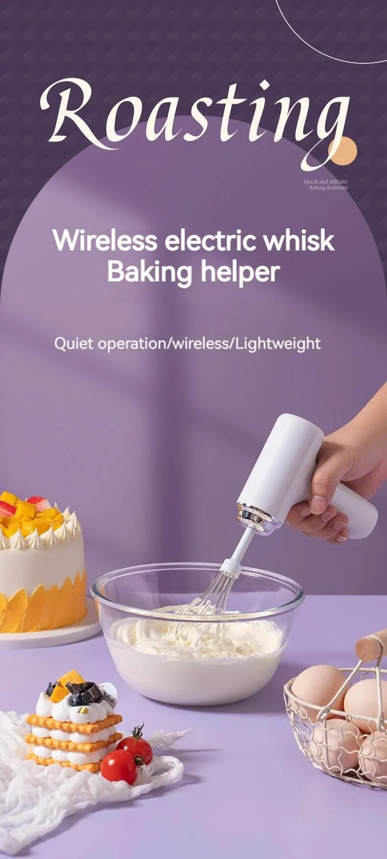 1pc Wireless Electric Food Mixer Portable 3 Speeds Egg Beater Baking Dough Cake Cream Milk Frothers Kitchen Tools