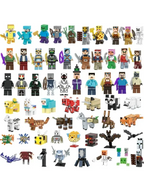 8pcs/lot Minecrafte Creeper Small Building Blocks EnderDragon DIY Steve Cube Skeleton Horse Figures Mini Building Block For Kids