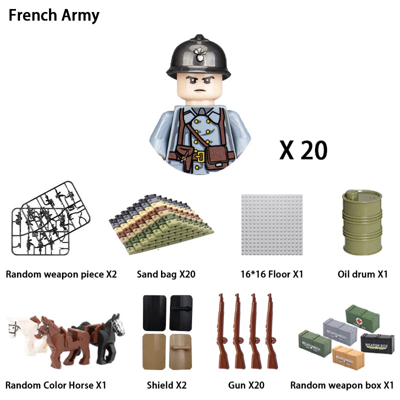 40/set World War II military building blocks National army soldier Character weapon assembly building block Children's toy gifts