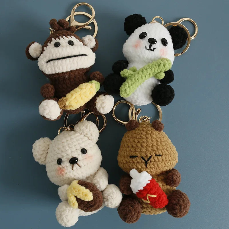 Funny Sheep Doll Crochet Keychains Custom Crochet Cartoon Animal Doll Series Keyring Knitting Bee Doll Cute Keychain Wholesale