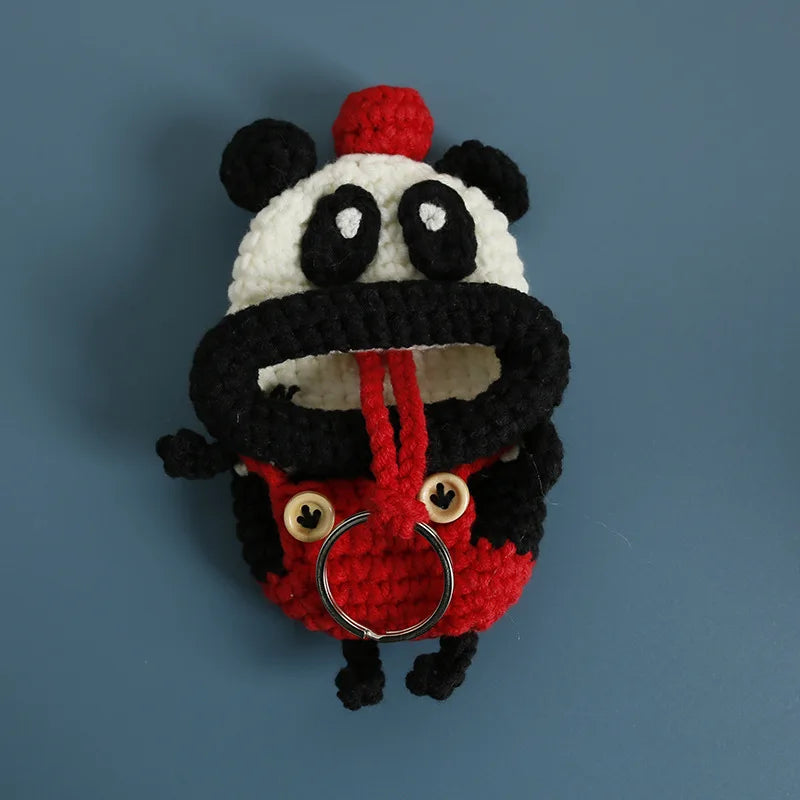 Funny Crochet Keychains Knitting Cute Sausage Mouth Doll Key Holder Knitted Storage Bag Keyrings For Car Keys Wholesale Custom