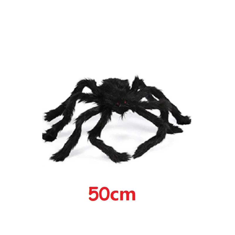 30/90/150cm Halloween Black Scary Giant Spider Huge Spider Web Halloween Decor Home Bar Haunted House Prop Holiday Outdoor Decor