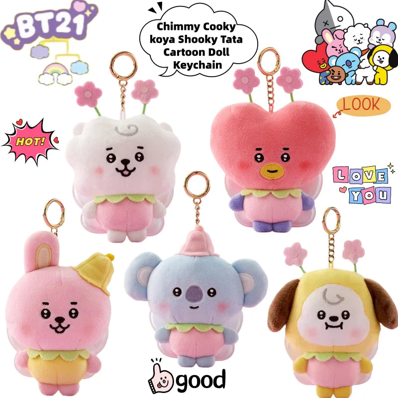 BT21 Chimmy Cooky koya Shooky Tata Creative Anime Peripheral Cartoon Keychain Personality Cute Backpack Decorative Doll Pendant