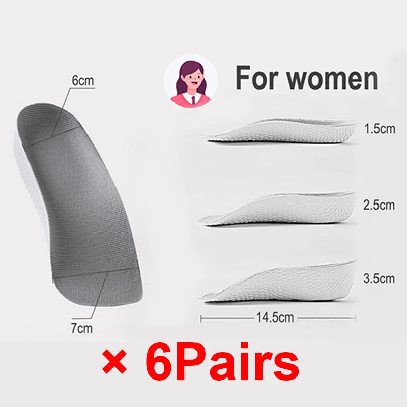 Arch Support Height Increase Insoles Half Pads Orthopedic Breathable Memory Foam 7 Points Lifts Shoe Pads Flat Feet Support