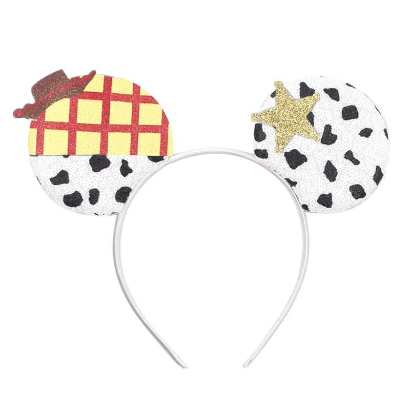 2026 Festival Party Cosplay Mouse Ears Headband 3.3" Ears Glitter Hairband For Boys Girls DIY Cartoon Hair Accessories