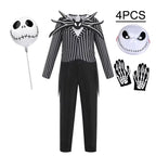 Kids Jack Skellington Cosplay Costume The Nightmare Before Christmas Boys Striped Outfit  Halloween Party Fancy Dress Up Set