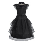 Girl Costume Kids Cosplay Black Witch Princess Dress Children Pageant Dinner Dress Girl Halloween Party Dancing Clothing