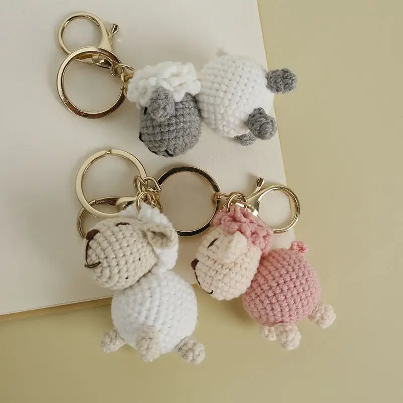 Funny Zebra Crochet Keyrings For Bag Pendant Handmake Animal Doll Knitting Keychain Cute Sheep Keyrings Gifts Custom Accessories