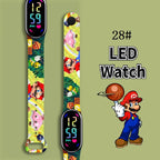 Mario Bros Digital Watch for Kids Waterproof Sport Wristband Luigi Princess Peach Yoshi Bowser Action Figures Children