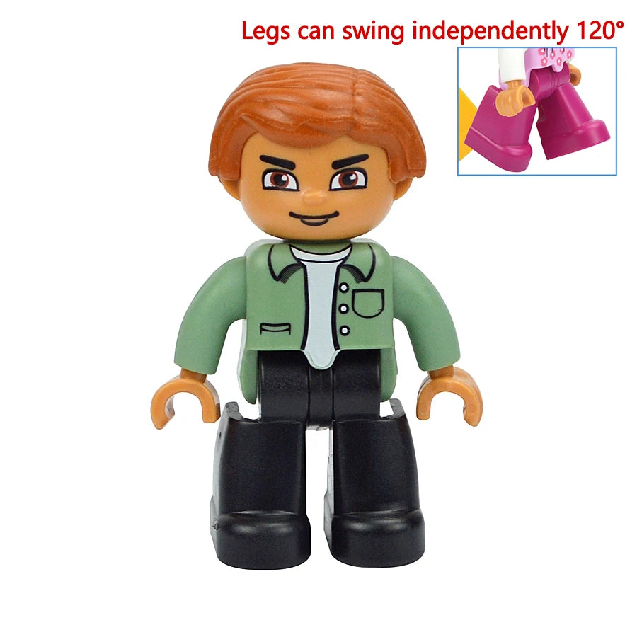 Big Size Figures Building Block Doll Family Farmer Pirate Worker Doctor Policemen Large Brick Compatible Build House Duploes Toy