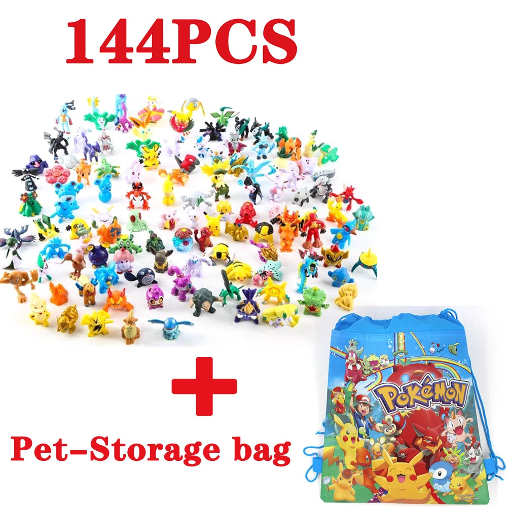 144 Style Pokemon Figure Toys Anime Pikachu Action Figure Model Ornamental Decoration Collect Toys For Children's Christmas Gift