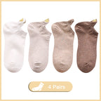 4 Pairs Lot Fashion Socks Women 2026 New Spring Cotton Color Novelty Girls Cute Heart Embroidery Casual Funny Ankle Socks Pack