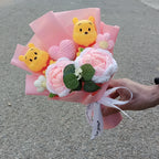Anime Winnie the Pooh Pig Elephant Handmade Flower Bouquet Plush Doll Wedding Graduation Valentine Christmas Birthday Gifts