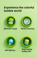 Cartoon Dinosaur Giraffe Bubble Blowing Machine for Children, Fully Automatic Handheld Bubble Stick, Luminous Bubble Toy