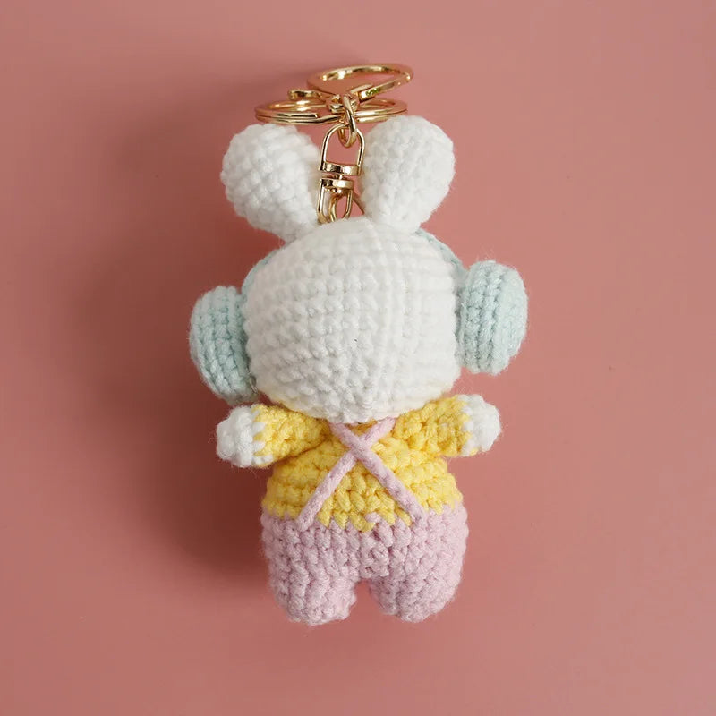 Cute Rabbit Doll Crochet Keyrings Handmaking Knitting Rabbit Keychains Cartoon Carrot Rabbit Keyrings Pendant Custom Accessories