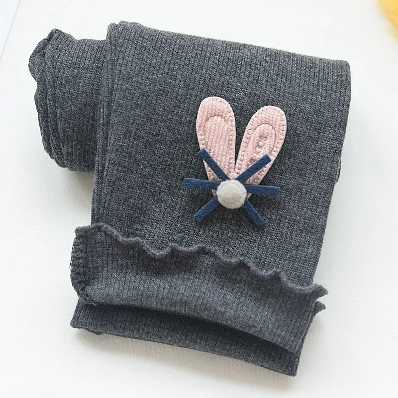 Bunny Butt Leggings for Girls - Playful Cotton Pants with Fluffy Tail Ear Details Perfect for Toddler Little Girl Everyday Wear