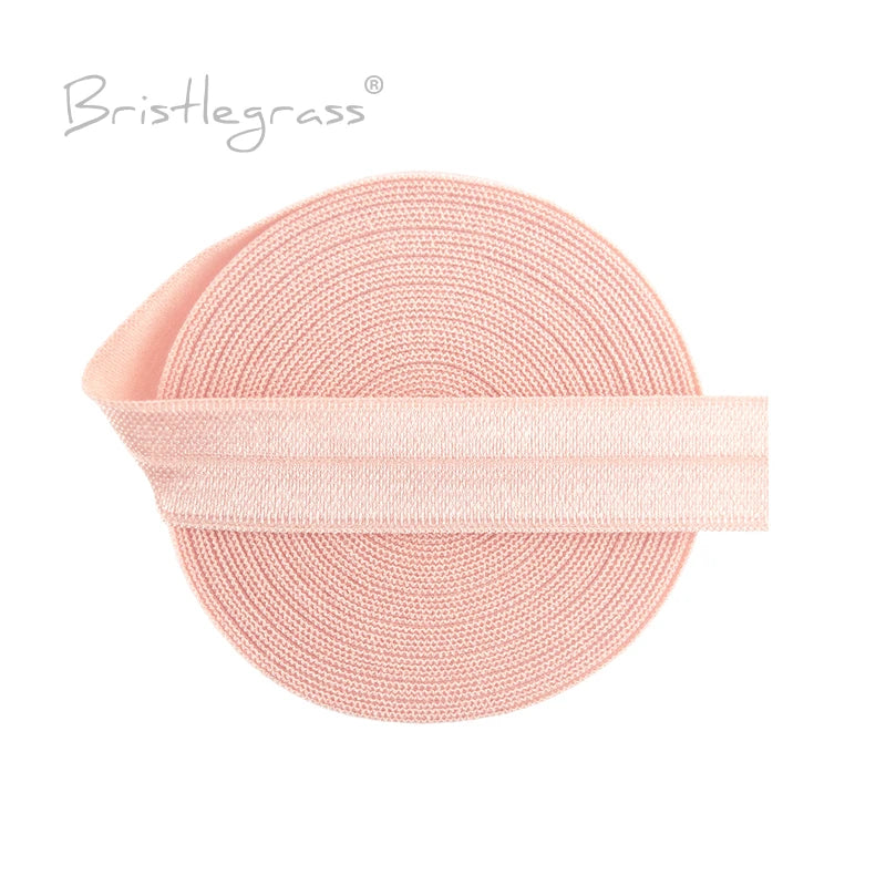 BRISTLEGRASS 2 5 10 Yard 5/8" 15mm Solid FOE Shiny Fold Over Elastic Spandex Satin Band Hair Tie Headband Dress Sewing Lace Trim