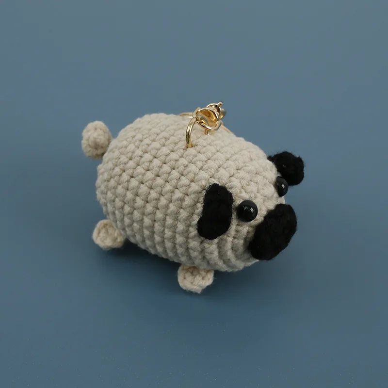 Cute Small Bear Couple Keychains Knitting Cartoon Bear Mini Animal Doll Keyrings Crochet Keychain Wholesale Custom Acceessories