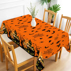 1pc Orange Black Horror Ghost Table Cover Happy Halloween Tablecloth for Trick or Treat Theme Home Decoration