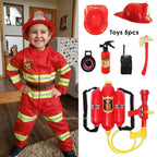 Children Fireman Cosplay Costume Boys Girls Halloween Carnival Party Sam Fireman Uniform Workwear Christmas Gift