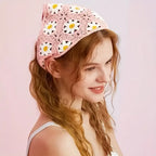 Elegant Knitted Triangle Scarf Headband for Women Fashion Girl Strawberry Versatile Pattern Hair Band Hair Accessory