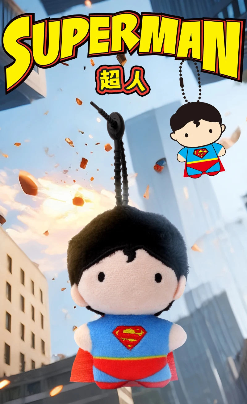 9cm Soft Plush Keychain DC Justice League Batman Superman Harley Quinn Joker Cute Cartoon Movie Dolls Creative Christmas Gifts