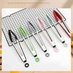 Anti Slip Cooking Serving Tongs Stainless Steel Food Clip Bread Salad Tong Heat-Resistant Barbecue Clips Kitchen Cooking Tool