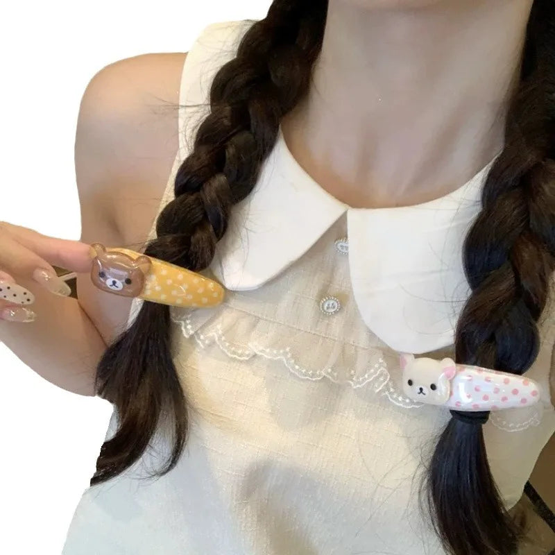 Kawaii Rilakkuma Bangs Side Clip Cartoon Cute Wave Point BB Hair Clip Lazy Bear Angel Winged Versatile Hairpin Birthday Gifts