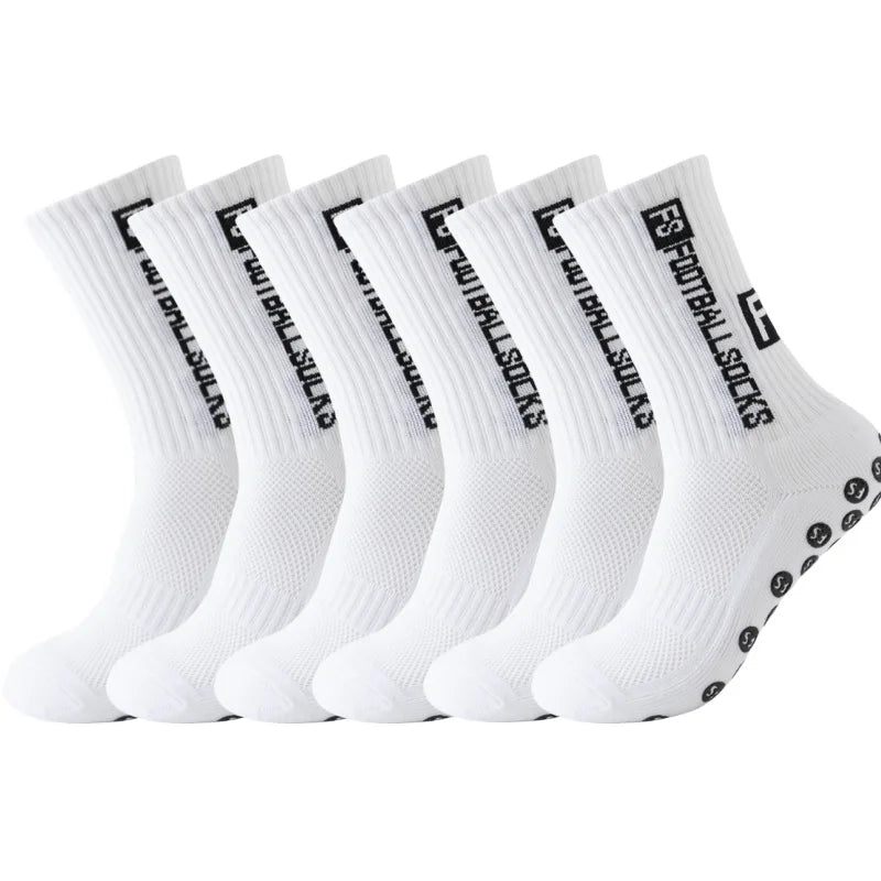 6Pairs/Lot FS Football Socks New Style Round Silicone Suction Cup Grip Anti Slip Soccer Socks Sports Men Baseball Rugby Socks
