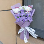 Hello Kitty Plush Bouquet with Rose Kawaii Anime Fluffy Stuffed Plush Doll Christmas Valentine's Day Holiday Birthday Gift